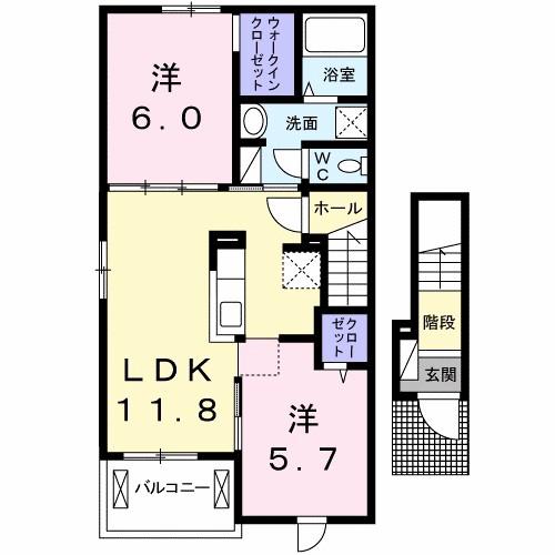 リンク A(2LDK/2階)の間取り写真