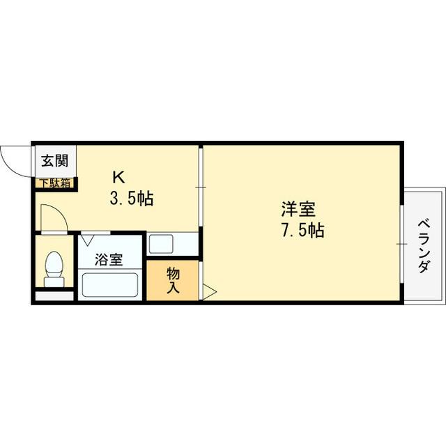 ソレイユ(1K/2階)の間取り写真