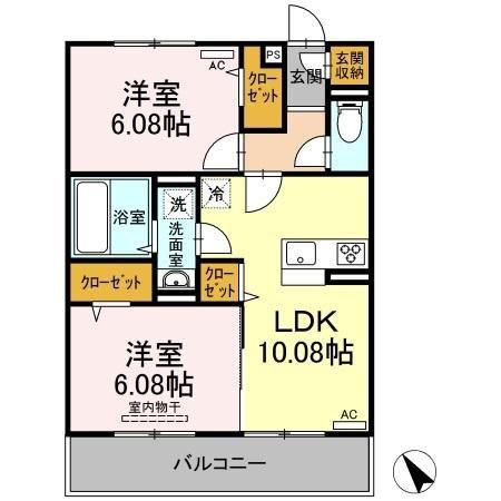 アムールパレス(2LDK/3階)の間取り写真