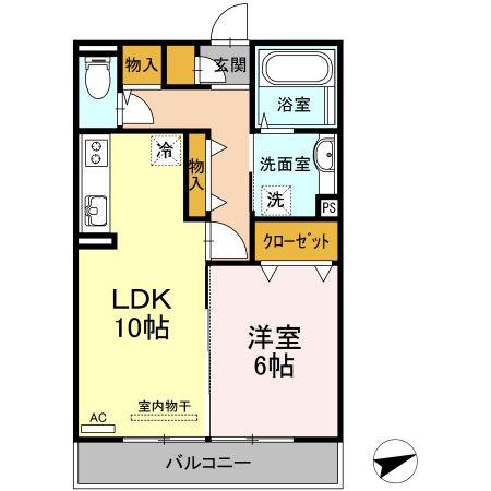 ナンシーコート(1LDK/2階)の間取り写真