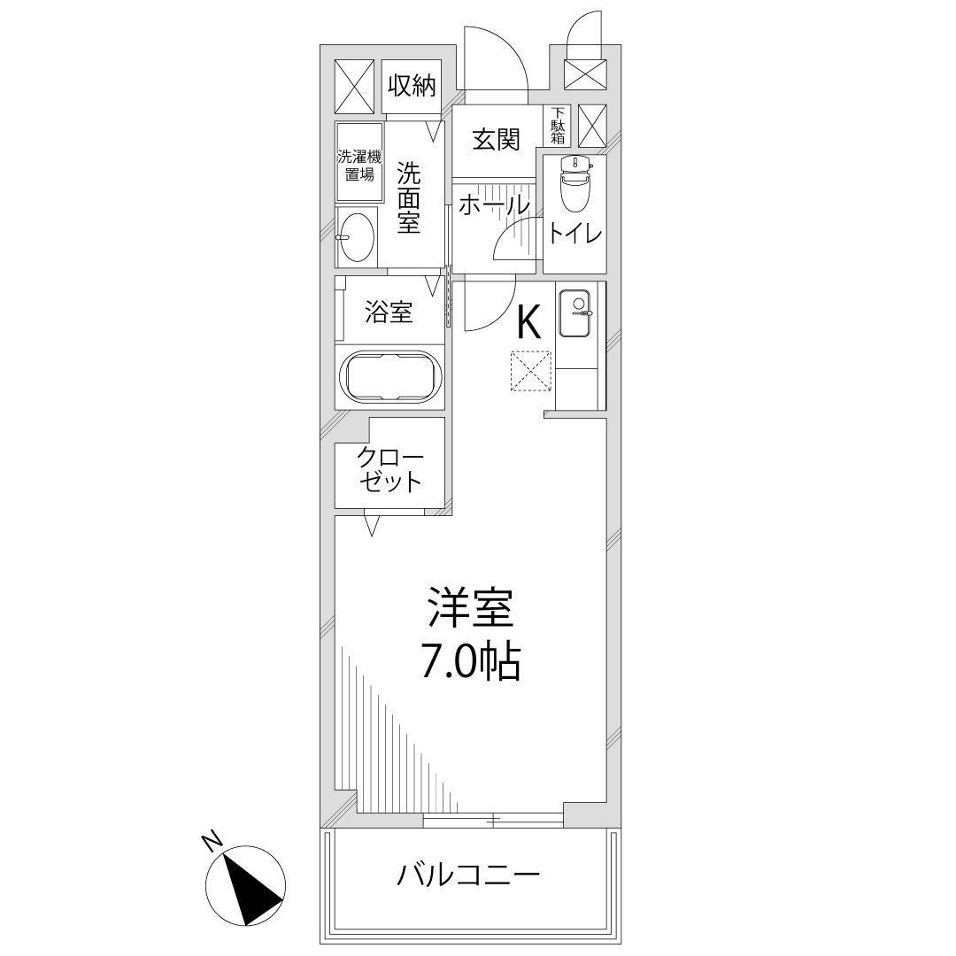 スカイルーム南条(1K/1階)の間取り写真