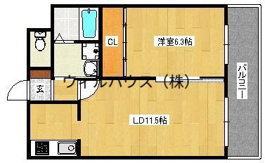 高師浜シーサイドマンションⅢ(1LDK/2階)の間取り写真