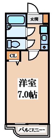 笠神マンション(1K/4階)の間取り写真