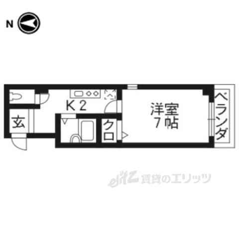 CASA衣笠(1K/3階)の間取り写真