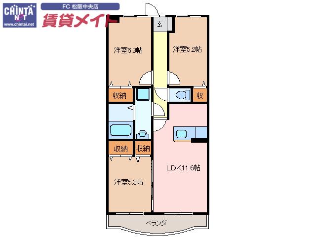 ソレイユ8(3LDK/3階)の間取り写真