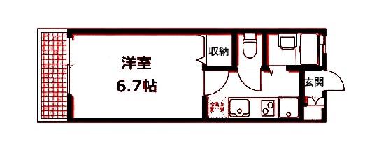 マリージュ横濱II(1K/3階)の間取り写真