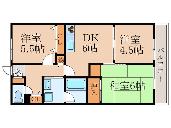 サンライズ井荻(3DK/1階)の間取り写真