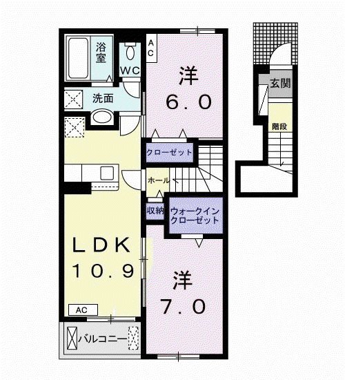 プロスペリタ(2LDK/2階)の間取り写真