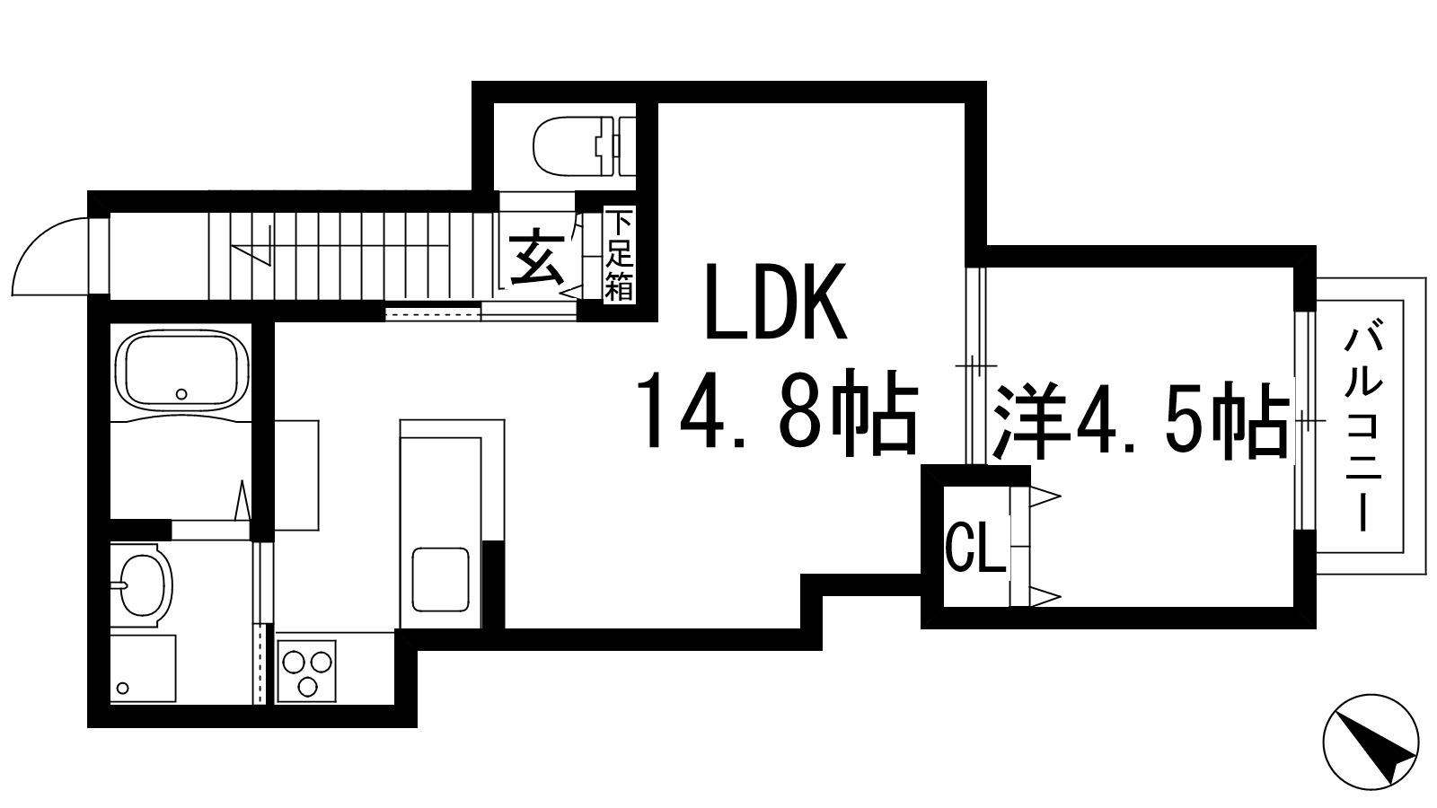 中山荘園LOHAUS2(1LDK/2階)の間取り写真