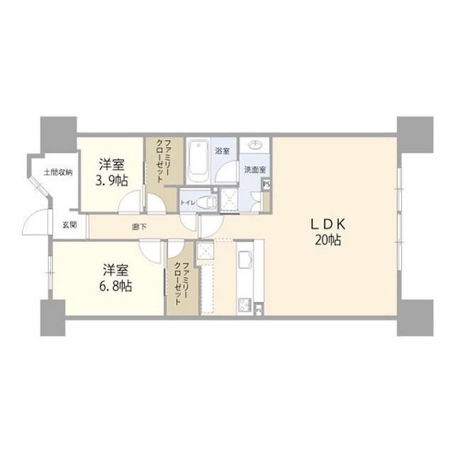 タイムズアリーナ千葉中央アクティタワ(2LDK/9階)の間取り写真