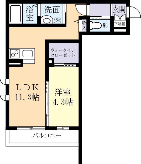 RITZ GARDEN二の宮(1LDK/3階)の間取り写真