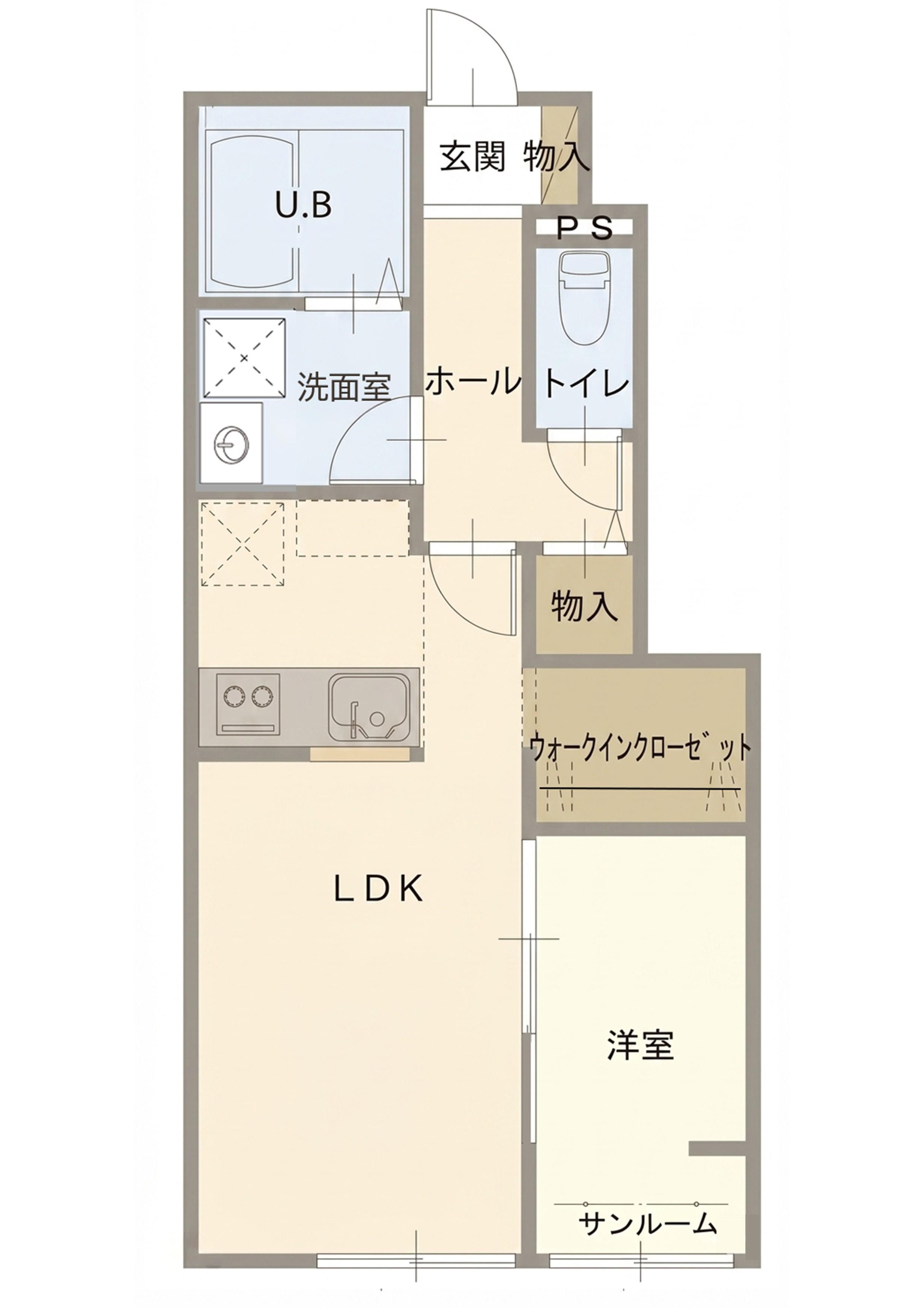 関園アパート(1LDK/1階)の間取り写真