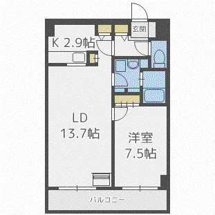 フェバリット ラ・クワトロ(1LDK/3階)の間取り写真