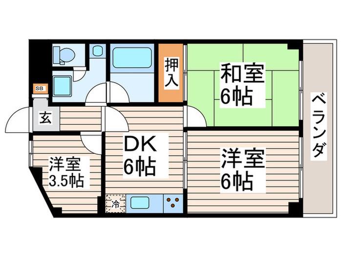 豊玉永谷マンション(3DK/4階)の間取り写真