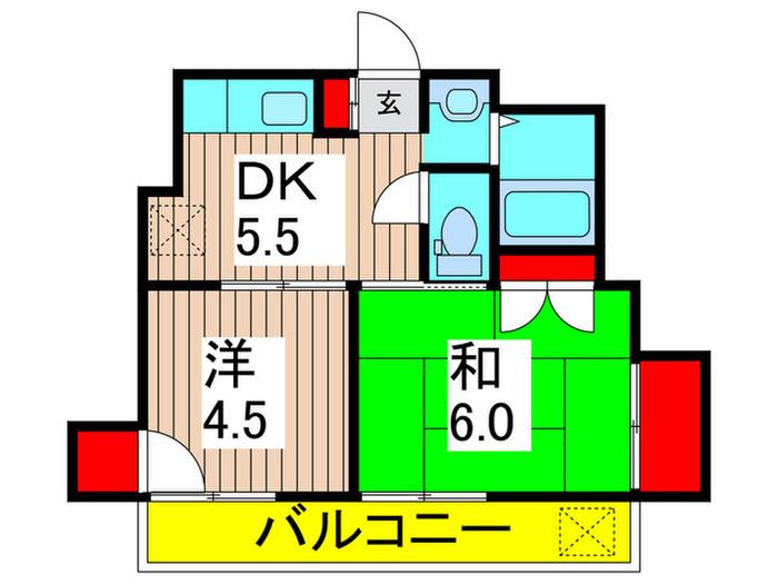 ソマール西竹ノ塚(2DK/2階)の間取り写真