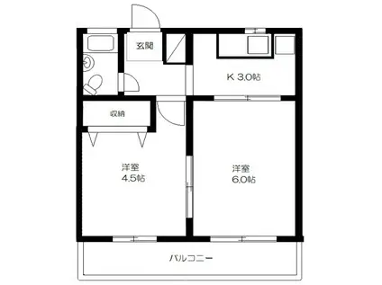 フォーレスト常盤(2K/3階)の間取り写真