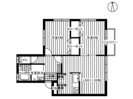 ハイブリッジプラザ(2LDK/2階)の間取り写真
