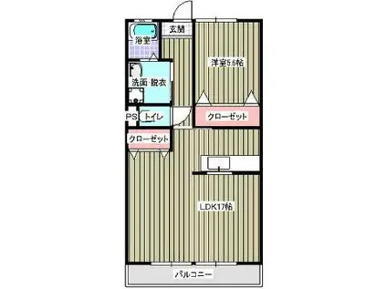 エトワール湯野(1LDK/1階)の間取り写真