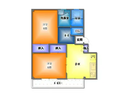 サンリーフマンション(2DK/2階)の間取り写真