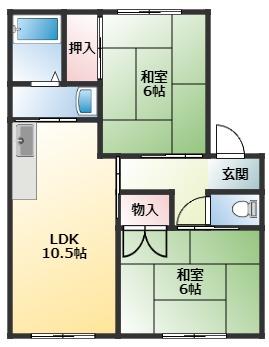 メゾンプレーリーB(2LDK/1階)の間取り写真