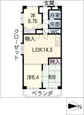 ロイヤルエステートIII(3LDK/5階)の間取り写真