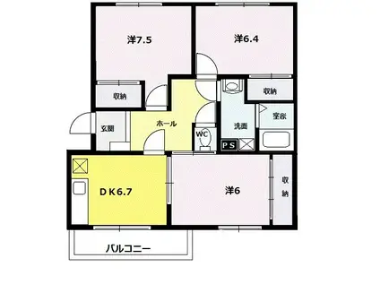 レジデンス桜(3DK/1階)の間取り写真