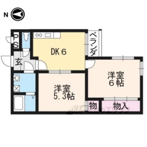 グレース菱屋(2DK/2階)の間取り写真