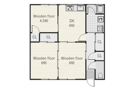 稲毛アパートB(3DK/1階)の間取り写真