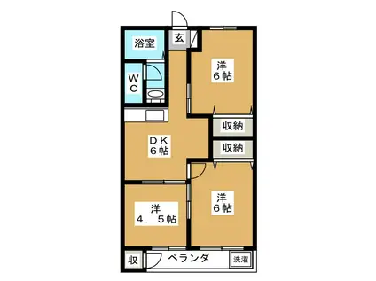 上水ハイツ(3DK/2階)の間取り写真