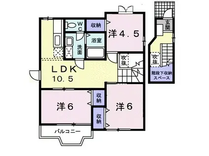 ドミールI(3LDK/2階)の間取り写真