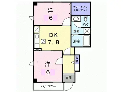 アロッジオK3B(2DK/1階)の間取り写真