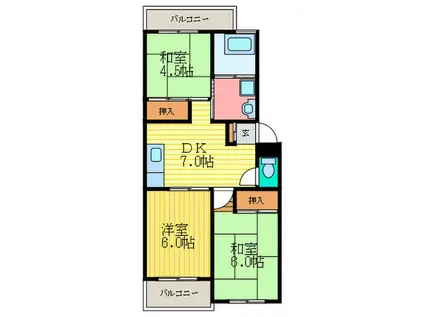 車コーポラス(3DK/3階)の間取り写真