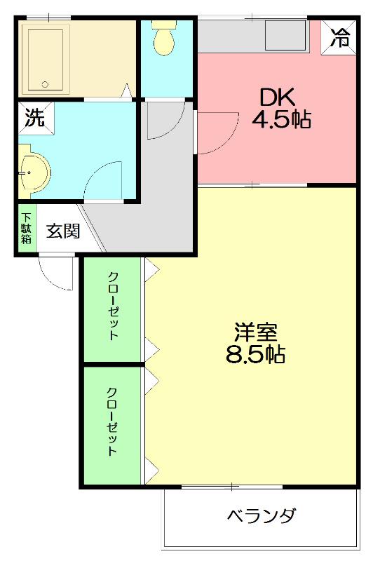 シャルム松風(1DK/2階)の間取り写真