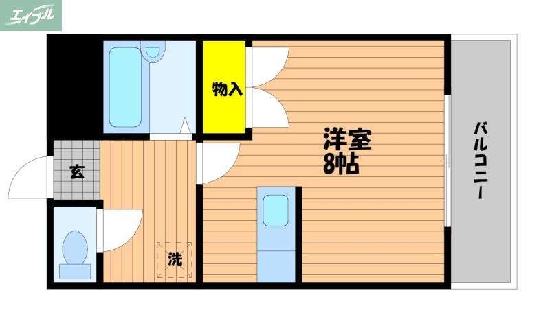 セントフォレスト北長瀬(1K/6階)の間取り写真