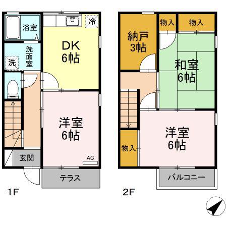 パールハイツ(3DK/1階)の間取り写真