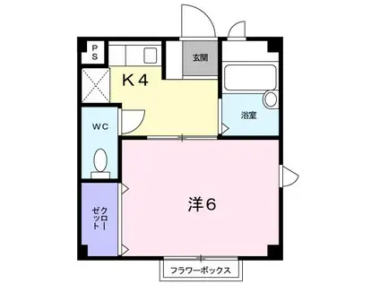 エバーグリーン森(1K/1階)の間取り写真