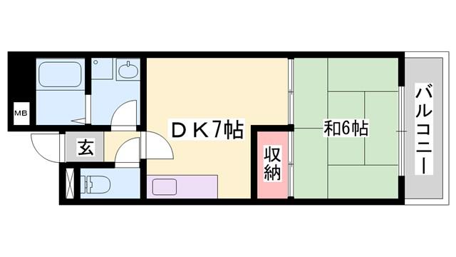 ペシュMOTOSHIO(1DK/5階)の間取り写真
