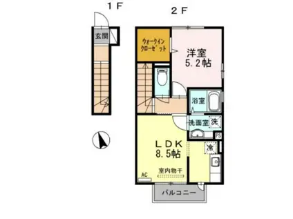 CASA ESPERANZA25(1LDK/2階)の間取り写真