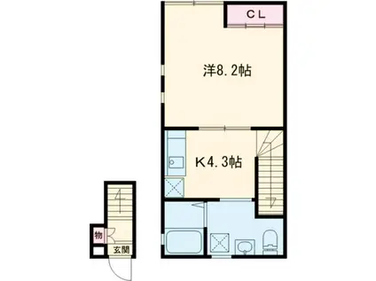 ラニモアナ高梨(1K/2階)の間取り写真