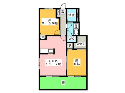 サニーヒルズ A(2LDK/1階)の間取り写真