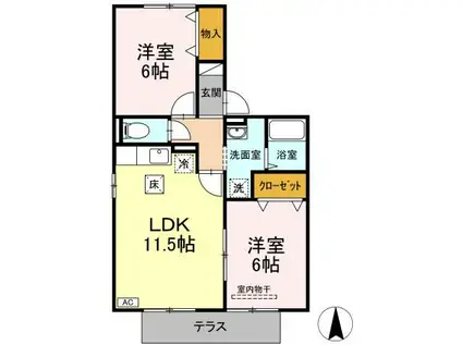 メゾンHAYAKAWA(2LDK/1階)の間取り写真