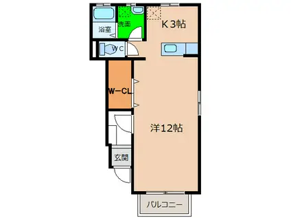 ハーブメゾンTANAKA(1K/1階)の間取り写真