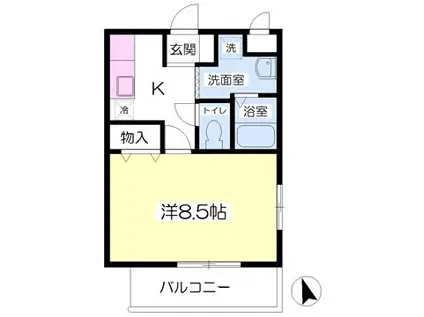 JR宇都宮線 岡本駅(栃木) 徒歩25分 2階建 築21年(1K/1階)の間取り写真