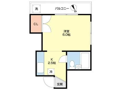 コスモス壱番館(ワンルーム/2階)の間取り写真