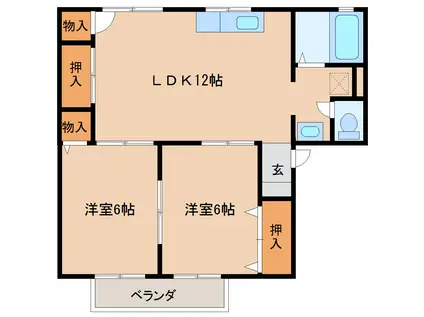 パルセゾンB(2LDK/2階)の間取り写真