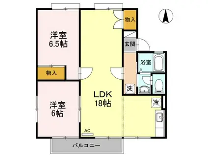 ジュネスKUBOTA B(2LDK/1階)の間取り写真