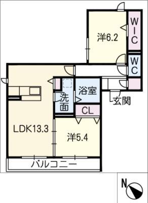 D-ROOM本荘ウエスト(2LDK/3階)の間取り写真