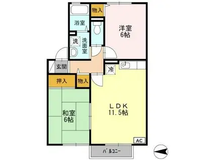 ロイヤルガーデン永田A(2LDK/1階)の間取り写真