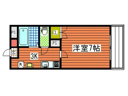 セレッソコート曙通(1K/2階)の間取り写真