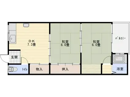 リーフハイツ玉手町(2DK/1階)の間取り写真